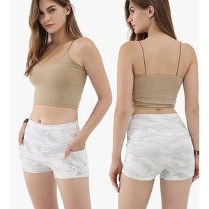 ODODOS Womens Crop Crop Tank Top L/M Brown Seamless Rib Knit Camisole